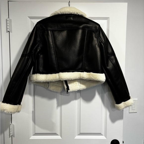 Express Cropped Faux Fur and Leather Jacket - Picture 2 of 3